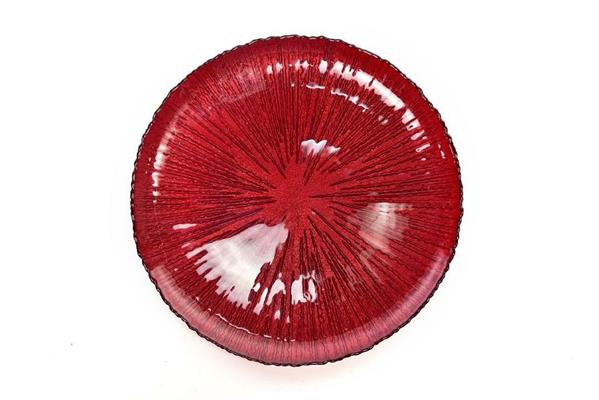 PIATTO PIANO IN VETRO FIESTA 28CM COLORE ROSSO GLITTER