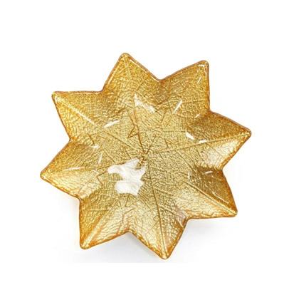 PIATTO STELLA DI NATALE VETRO HAWAIIAN 22 X H2,5 CM ORO GLIT