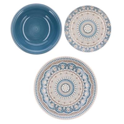 PIATTO CERAMICA BLU SERVIZIO 18 PZ