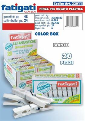 PINZA BUCATO IN PLASTICA CONF.20PZ BIANCO