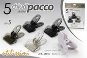 PINZA CHIUDIPACCO IN PLASTICA 5CM CONF. 5PZ COLORI ASS.