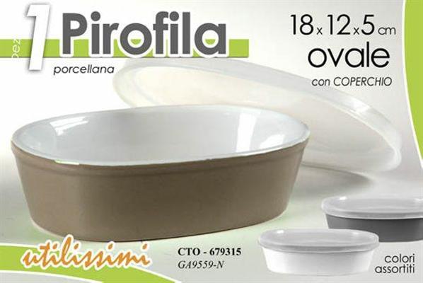 PIROFILA OVALE IN PORCELLANA CON COPERCHIO 18X12X5CM COLORI