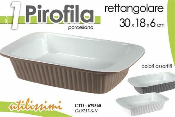 PIROFILA RETTANGOLARE IN PORCELLANA 30X18X6CM COLORI ASS.