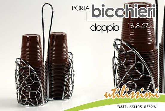 PORTABICCHIERI DOPPIO IN FERRO 16X8X27CM