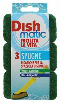 SPUGNA RICAMBIO DISHMATIC ABRASIVA SET 3PZ  COLORE VERDE