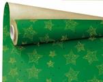 ROTOLO CARTA ECRU 0,79X40MT VERDE CON STELLE