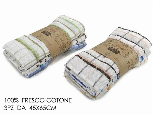 SALVIETTE COTONE 45 X 65 CM  SET 3 PZ