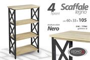 SCAFFALE LEGNO 4 RIPIANI 60 X 33 X 105 CM COLORE NERO