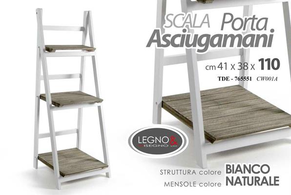 SCAFFALE LEGNO PORTA ASCIUGAMANI 41 X 110 CM