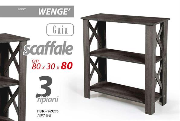 SCAFFALE LEGNO GAIA 3 RIPIANI 80 X 30 X 80 CM COLORE WENGE'