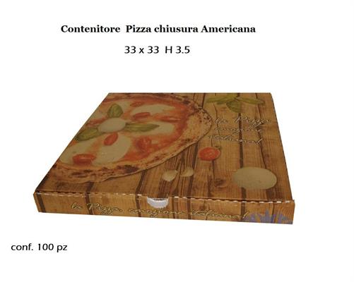 SCATOLA PIZZA 33X33XH3,5CM AMERICA AVANA CONF.100PZ