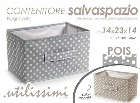 SCATOLA IN TESSUTO SALVASPAZIO DECORO POIS 14X23X14CM 2COLOR