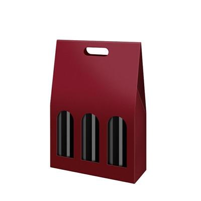 SCATOLA VALIGETTA BORDEAUX ROMBI 3 BOTTIGLIE 27 X 9 X 40 CM