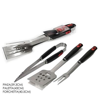 SET BARBECUE MANICO IN PLASTICA NERO 3 PZ