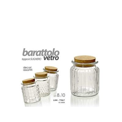 BARATTOLO VETRO CON TAPPO SUGHERO 250 ML 8 X 10 CM