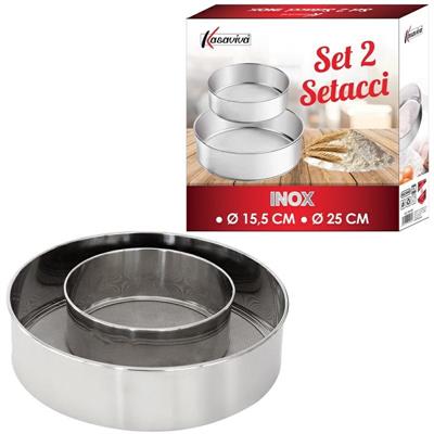 SETACCIO FARINA ACCIAIO INOX SET 2 PZ 15,5 + 25 CM