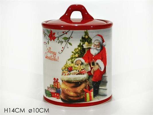 BARATTOLO CERAMICA DECORAZIONE BABBO NATALE D. 10 X H 14 CM