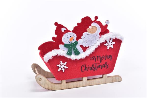 SLITTA BABBO NATALE LEGNO E PANNOLENCIO 25X10,5XH18CM