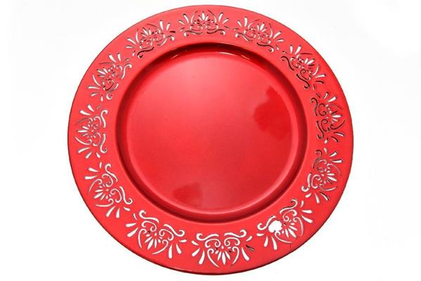 SOTTOPIATTO FORATO BELLE EPOQUE CON GLITTER ROSSO D.33CM