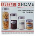 BARATTOLO SET 4PZ IN VETRO CON COPERCHIO