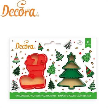 STAMPO TAGLIAPASTA IN PLASTICA ALBERO E SCARPONE SET 2 PZ