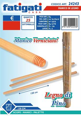 BASTONE LEGNO PINO 130CM VERNICIATO