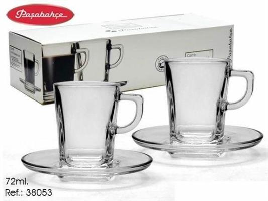 TAZZA CAFFE' IN VETRO 72CC CON PIATTINO CONF. 6PZ