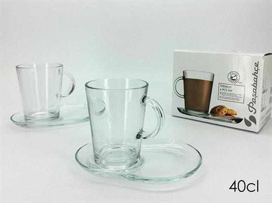 TAZZA COLAZIONE IN VETRO CON PIATTINO CONF. 2 PZ