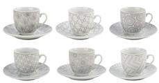 TAZZA CAFFE' AMALFI GRIGIO CON PIATTINO CONF. 6PZ