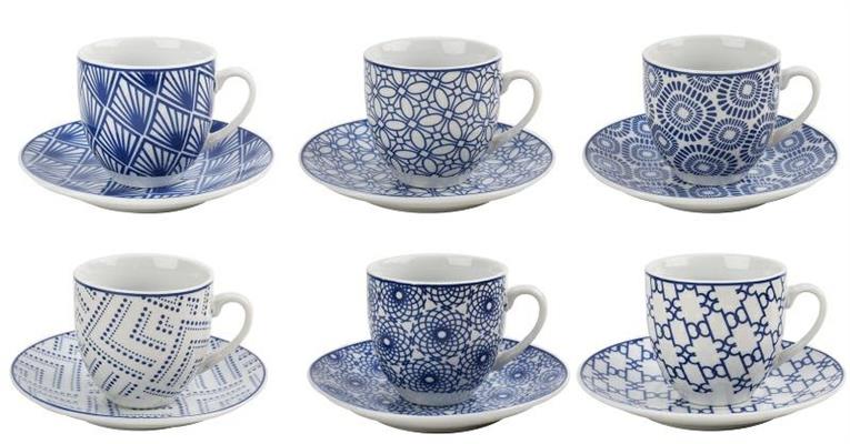 TAZZA CAFFE' AMALFI BLUE CON PIATTINO CONF.6PZ