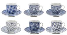 TAZZA CAFFE' AMALFI BLUE CON PIATTINO CONF.6PZ