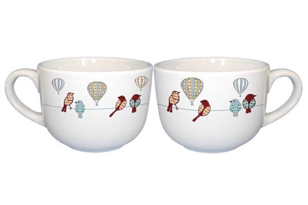 TAZZA JUMBO DECORO MONGOLFIERE D. 11,3 X H8 CM