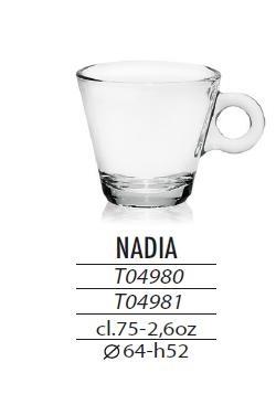 TAZZA CAFFE' SET 6PZ NADIA S/PIATTINO VETRO CERVE