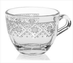 TAZZA CAFFE' SET6PZ BRAZIL S/PIATTINO VETRO DEC. CROCHET