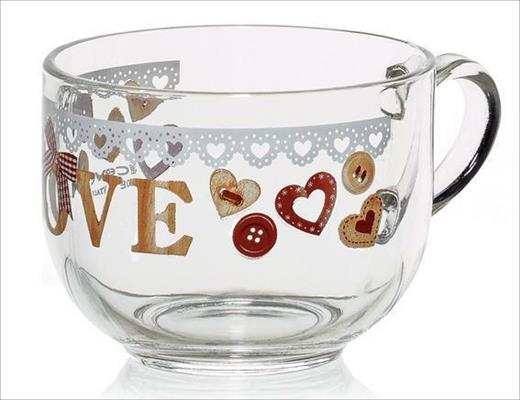 TAZZA COLAZIONE 700CC DECORO LOVE WOOD