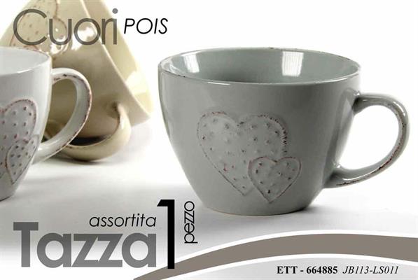 TAZZA COLAZIONE 2CUORI COLORI ASS.