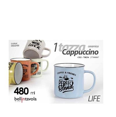 TAZZA CERAMICA CAPPUCCINO 480 ML DECORI ASS