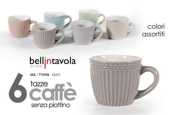 TAZZA CAFFE'90ML CONF.6PZ SENZA PIATTINO