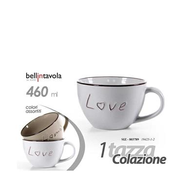 TAZZA CERAMICA COLAZIONE 460 ML COLORI ASS