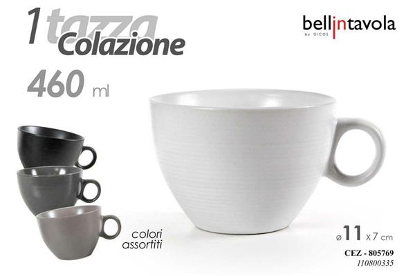 TAZZA COLAZIONE 460 ML 11,2 X 7 CM COLORI ASS.