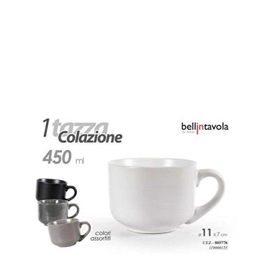 TAZZA COLAZIONE 450 ML 11 X 7,2 CM COLORI ASS