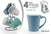 TAZZA COLAZIONE MUG 360ML CON STAND COLORI ASS. CONF.4PZ