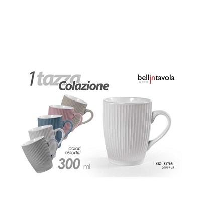 TAZZA COLAZIONE MUG 300 ML COLORI ASS