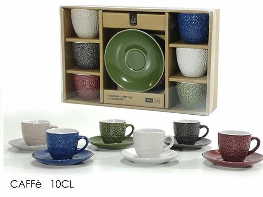 TAZZA CAFFE' CN PIATTINO 10 CL CONF. 6 PZ COLORI ASS