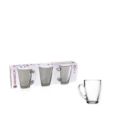 TAZZA CAFFE' SET 3PZ IN VETRO TRASPARENTE 9CL