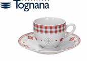 TAZZA CAFFE' CON PIATTINO CONF. 6PZ OLIMPIA VICHY RED