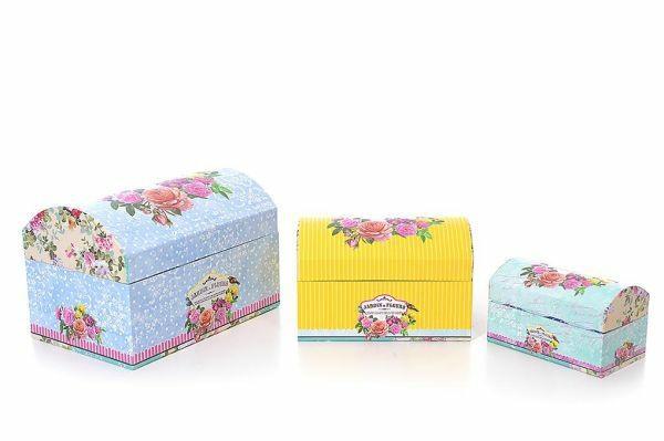 BAULE IN CARTONE JARDIN DE FLEURS SET 3PZ