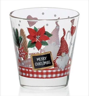 BICCHIERE ACQUA 250CC CONF.6PZ DECORO CHRISTMAS GNOME