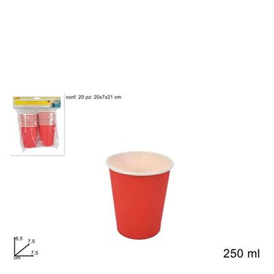 BICCHIERE IN CARTA ROSSO 250 ML CONF. 20 PZ