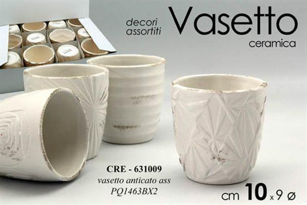 VASO ANTICATO BIANCO D.9XH10CM DECORI ASS.